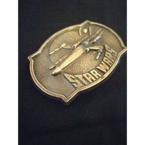 Star Wars X-Wing Fighter Solid Brass Belt Buckle 1977 The Leather Shop San Fran